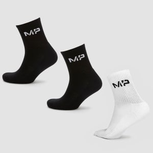 MP Pánské Essentials Crew Ponožky – Černé/Bílé (3 ks v balení)