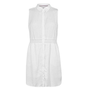 Ruckhall Sleeveless Shirt Dress - White Stripe