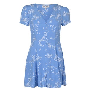 Mollie Fit And Flare Dress - Blue Print
