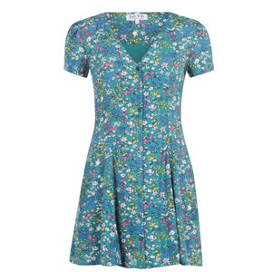 Mollie Fit And Flare Dress - Green Floral