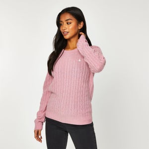 Tinsbury Classic Cable Crew Neck Sweater - Pink