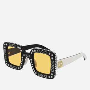 Gucci Women's Square Frame Acetate Sunglasses - Black/Ivory/Yellow