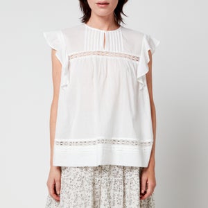 Skall Studio Women's Olive Cotton Voile Sleeveless Blouse - Optic White