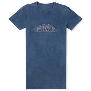 Camiseta de mujer Marvel Eternals Gold Rings - Azul marino lavado ácido