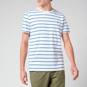 Polo Ralph Lauren Men's Custom Slim Fit Striped Crewneck T-Shirt - White/Sapphire Star