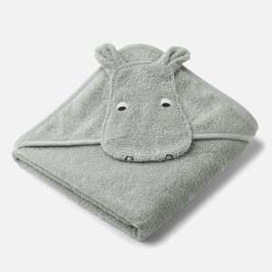 Liewood Albert Baby Hooded Towel - Hippo Dove Blue