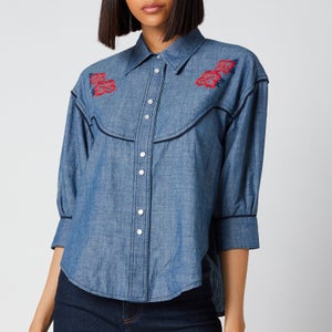 See by Chloé Women's Chambray Frill Collar Shirt - Faded Indigo