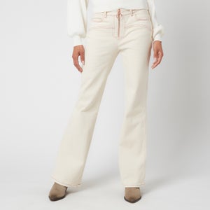 See by Chloé Women's Topstitched White Denim - Buttercream
