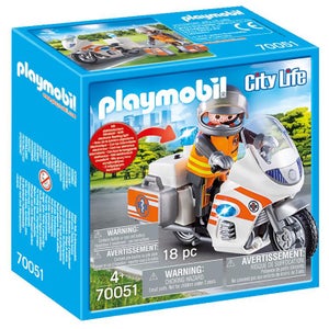Playmobil City Life Hospital Emergency Motorbike with Flashing Light (70051)