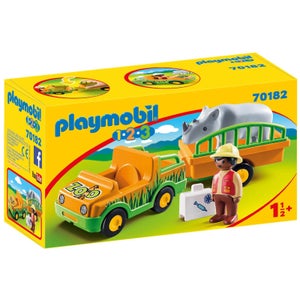 Playmobil 1.2.3 Zoo Truck and Trailer with Rhinoceros for Children 18 Months+ (70182)
