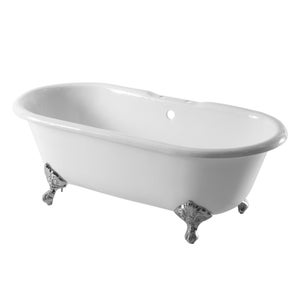 Moulin White Cast Iron Freestanding Bath with 2 Tap Holes - 1700 x 770mm