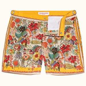 Bulldogブライトゴールド　エデンプリント　ミドル丈　スイムショーツ