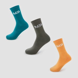 MP Men's Neon Brights Crew Socks (3 Pack) - Mango/Deep Teal/ Cactus