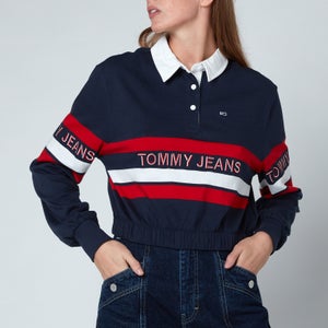 Tommy Jeans Women's Tjw Crop Rugby Polo - Twilight Navy/Multi