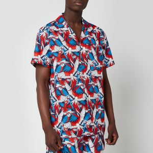 Tommy Jeans Men's Classic All Over Print Short Sleeve Shirt - Parrot Print