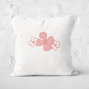 Retro Flower Motif Square Cushion