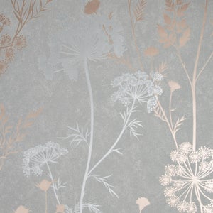 Cow Parsley Grey Rose Gold Wallpaper