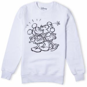 Disney Sweatshirt Dessin Baiser Mickey et Minnie - Blanc