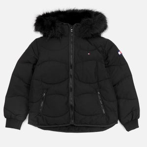 Tommy Hilfiger Girls' Tonal Fur Puffer Jacket - Black