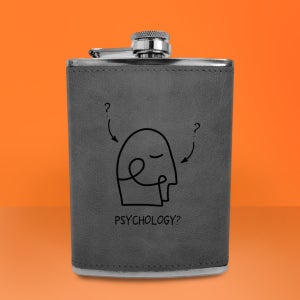Psychology Illustration Engraved Hip Flask - Grey