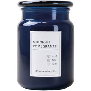 Large Glass Wax Filled Candle Pot with Glass Lid - Midnight Blue