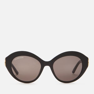 Balenciaga Women's BB Oversized Round Acetate Sunglasses - Black/Gold