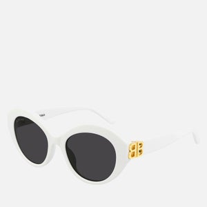 Balenciaga Women's BB Oversized Round Acetate Sunglasses - White/Gold