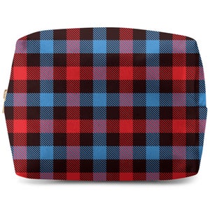 Red, Blue & Black Checkered Tartan Wash Bag
