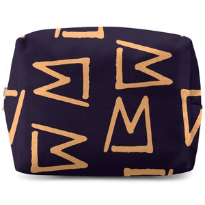 Abstract Tribal Blue & Cream Pattern Wash Bag