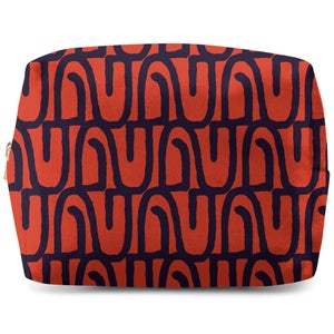 Abstract Tribal Red & Navy Pattern Wash Bag