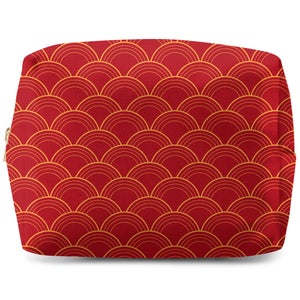 Chinese Fan Red Pattern Wash Bag