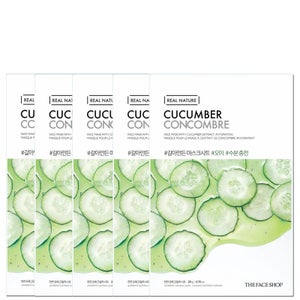 THE FACE SHOP Real Nature Sheet Mask - Cucumber (Pack of 5)
