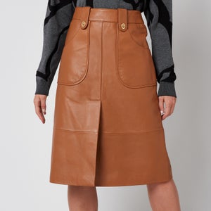 Coach Women's Leather Midi Skirt - Pecan