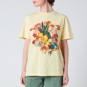 Golden Goose Women's T-Shirt Golden Regular S/S with Flowers - Yellow
