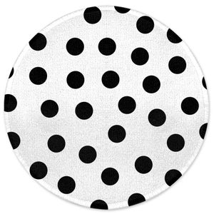 Monochrome Polka Dots Round Bath Mat
