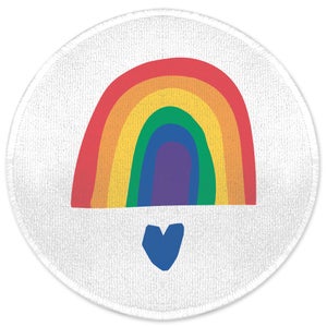 Rainbow And Heart Round Bath Mat