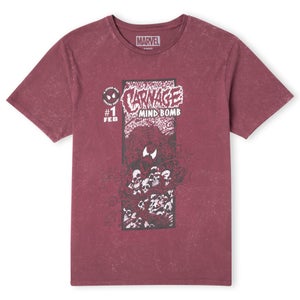 Venom Carnage Comic Unisex T-Shirt - Burgundy Acid Wash