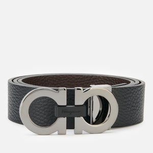 Salvatore Ferragamo Men's Reversible And Adjustable Gancini Belt - Black/Hickory