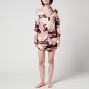Desmond & Dempsey Women's Wakatipu Signature Pyjama Set - Cream/Lavender