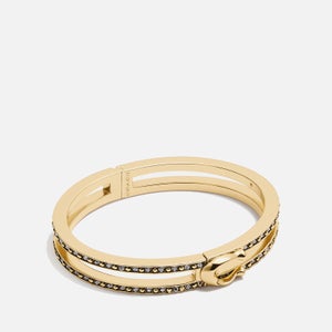 Coach Women's Double Row Pave C Hinged Bangle - Gold