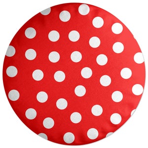 Decorsome Red Polka Dots Round Cushion