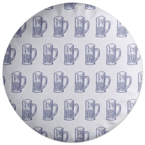 Beer Glass Pattern Round Cushion