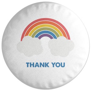 Decorsome Rainbow With Clouds Thank You Round Cushion
