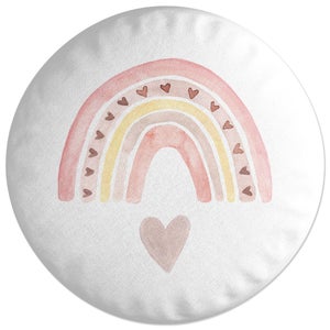Decorsome Watercolour Rainbow And Heart Round Cushion