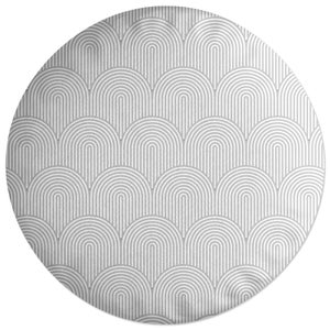 Decorsome Trippy Rainbow Grey Round Cushion