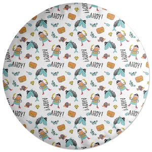 Decorsome Ahoy There Mateys Round Cushion