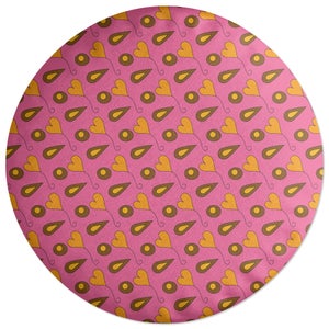 Decorsome Retro Hearts And Leaves Round Cushion