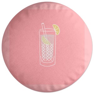 Decorsome Gin Glass Pink Round Cushion
