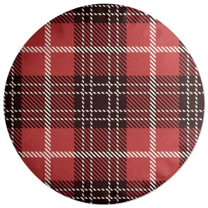 Decorsome Red, Black & White Tartan Round Cushion