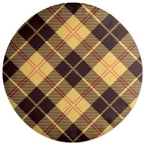 Decorsome Yellow, Red & Black Cross Tartan Round Cushion